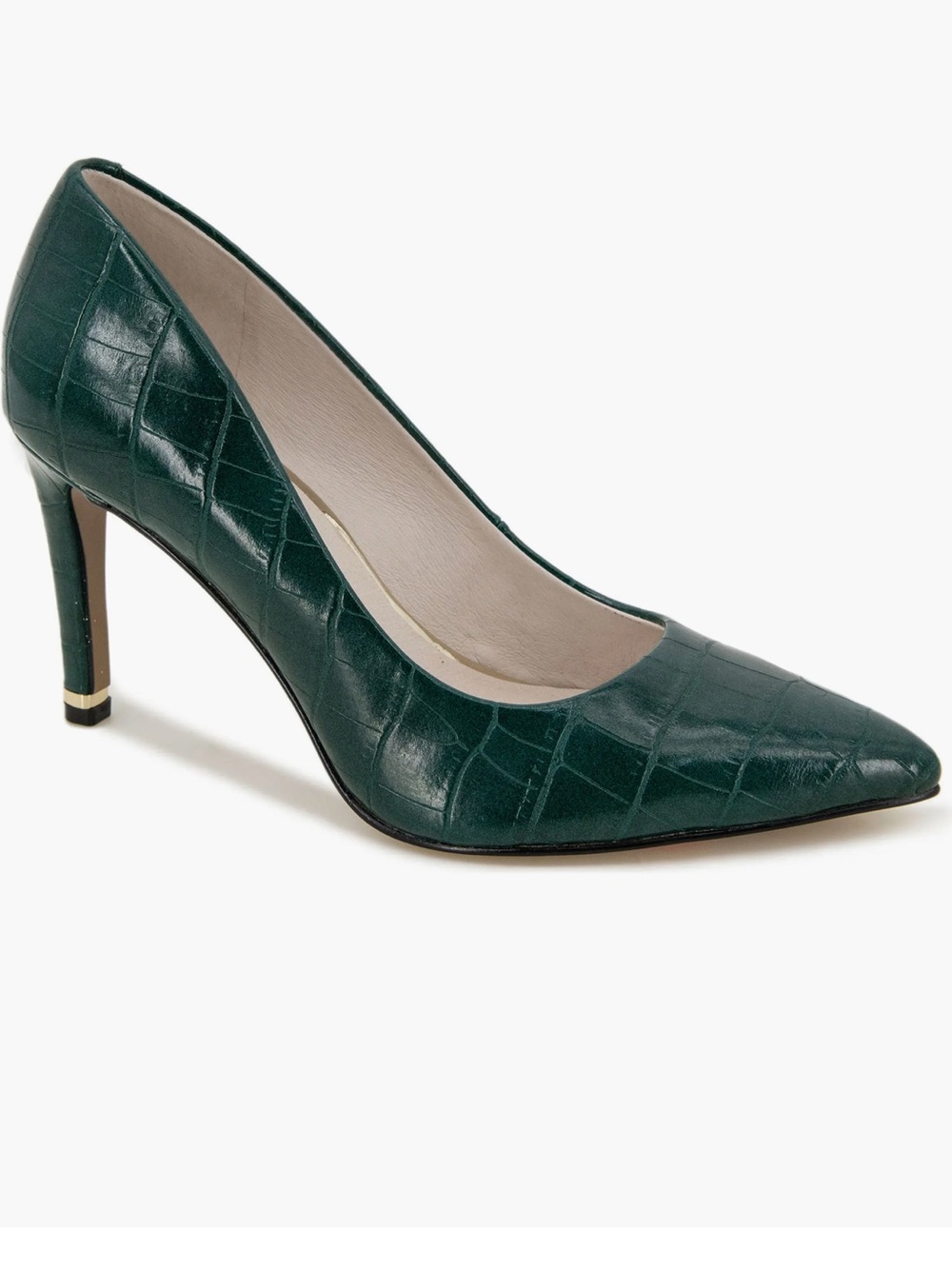 Kenneth Cole New York Riley Green Embossed Pointed Toe Pump Shoes Women's 6.5